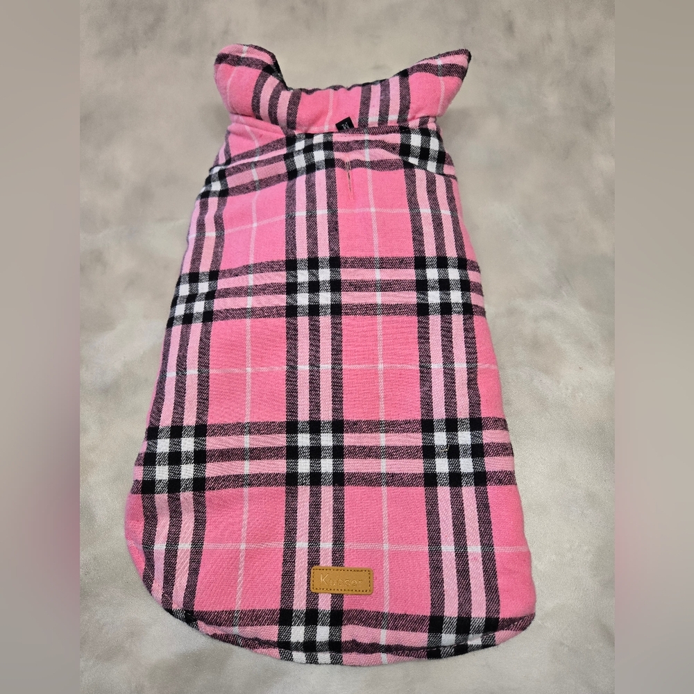 Kuoser Pink Plaid Dog Coat